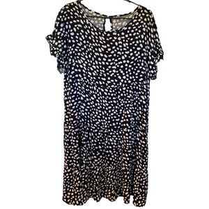 LS Women's Casual Dress, Navy Blue and White, XL